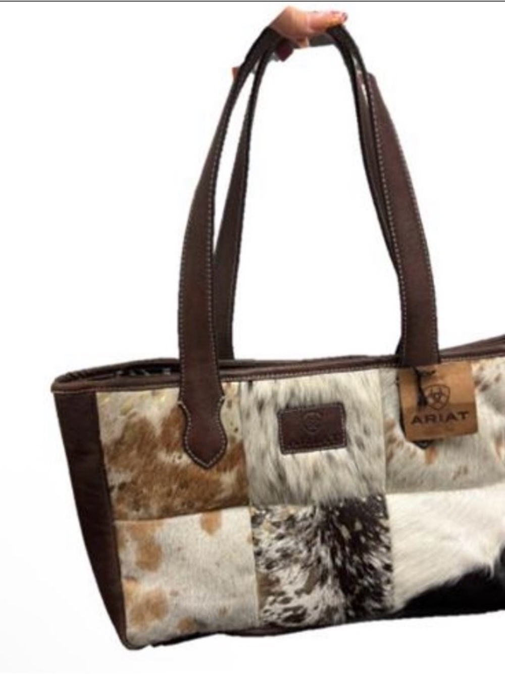 Ariat Concealed Carry Multi-Brown and White Patchwork Cowhide/Leather Tote